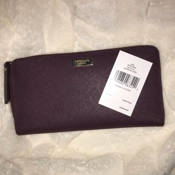 Kate Spade - Large Zipper Wallet, Mulledwine - Picture 1 of 5